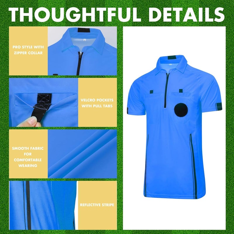 VKT Soccer Referee Shirt Jersey Kit Official Short Sleeve Ref Shirts Uniform Halloween Costume for Men & Women - Image 4